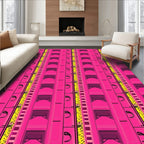 Pink Yellow Vertical Stripe Deco Rug