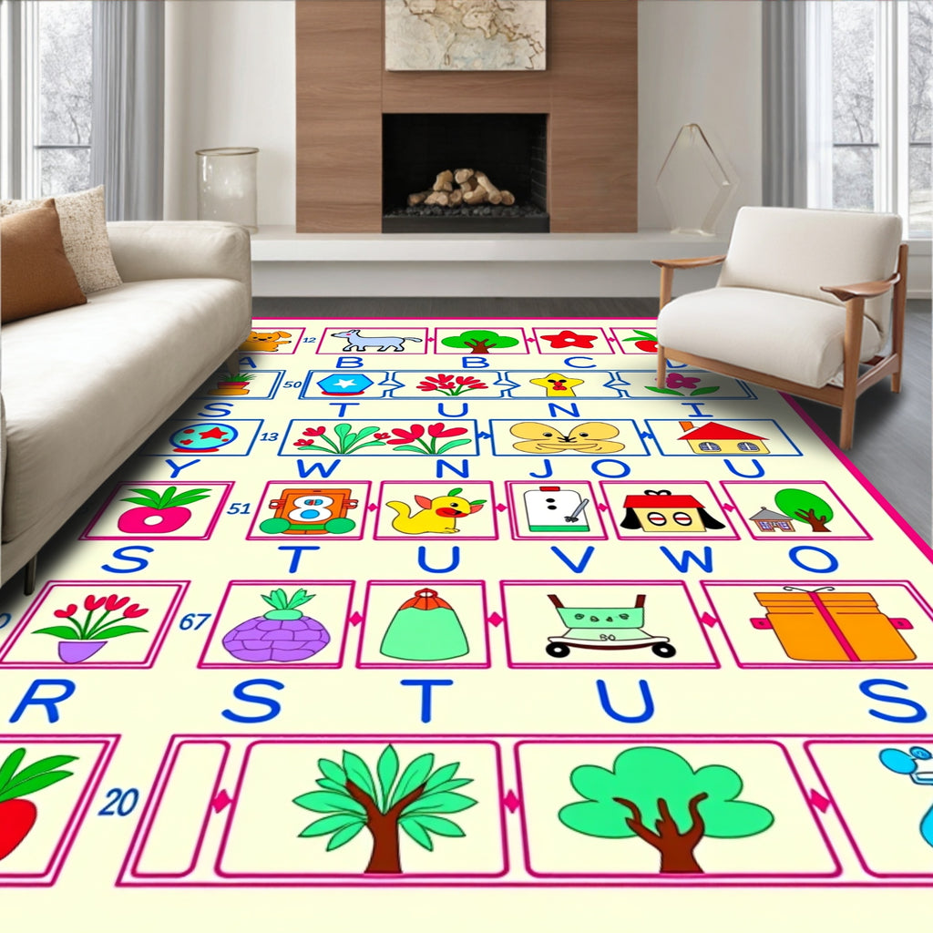 Alphabetical Educational Graphic Objects Rug