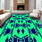 Bold Blue Geometric Diamond Emerald Rug