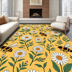 Yellow Daisy Bee Garden Rug
