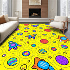 Cosmic Colorful Rockets Circles Stars Rug