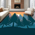 Teal Forest Sunset Horizon Rug