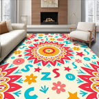 Colorful Floral Sunburst Mandala Elements Rug