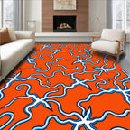 Energetic Orange Lightning Bolt Abstract Rug