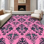 Hot Pink Baroque Floral Medallion Rug