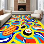Vibrant Yellow Sushi Wave Collage Rug