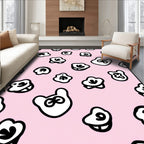 Pink Floral Whimsical Cloud Shapes Rug