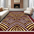 Maroon Cream Abstract Zebra Stripes Rug