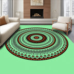 Emerald Orange Concentric Mandala Aura Rug
