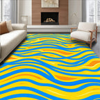 Blue Yellow Orange Wavy Abstract Rug
