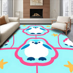Whimsical Blue Penguin Star Rug