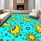 Playful Yellow Dinosaurs Whimsical Stars Rug