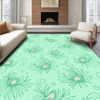 Mint Green Feather Swirl Art Rug