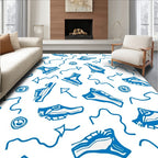 Dynamic Blue Skate Shoe Collage Rug