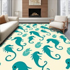 Teal Seahorse Marine Theme Rug