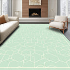 Mint Green Geometric Cube Motif Rug