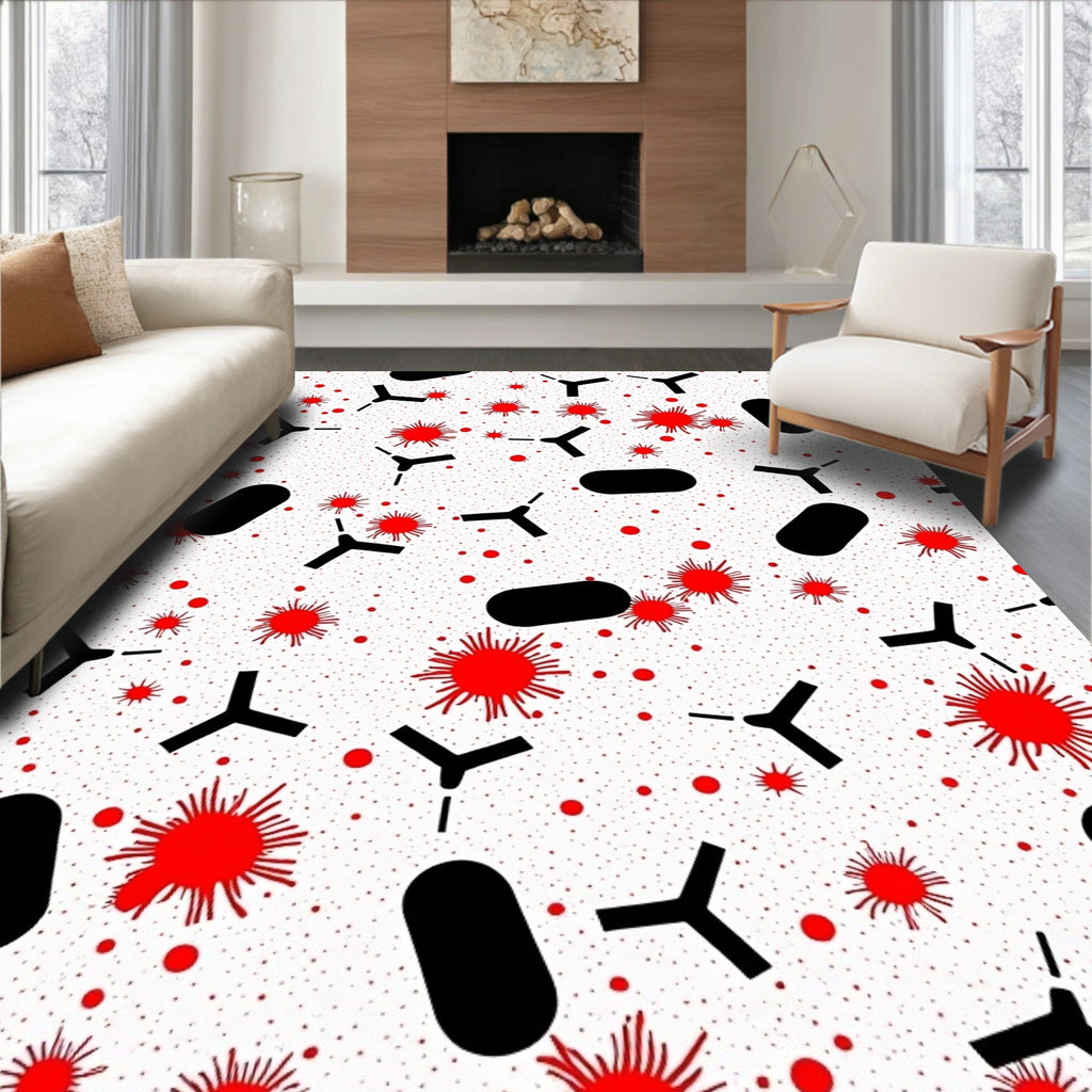 Red Antibody Cell Invasion Graphic Rug