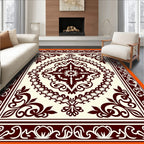 Deep Burgundy Ornamental Floral Medallion Rug