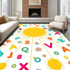 Colorful Alphabet Sunburst Rays Rug