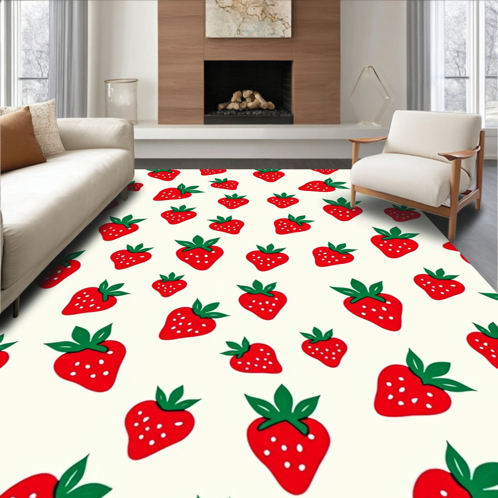 Red Strawberry Field Repeating Pattern Rug