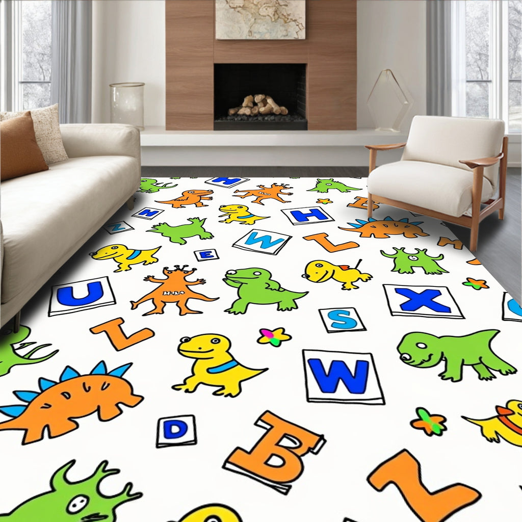 Whimsical Dinosaur Alphabet Animals Rug