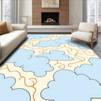 Sky Blue Cloud Swirl Cream Rug