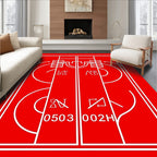 Red White Bold Graphic Abstract Rug