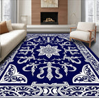 Royal Blue Ornate Vine Centerpiece Rug