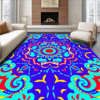 Vibrant Blue Red Turquoise Mandala Rug
