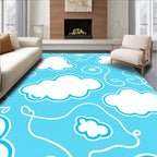 Whimsical White Cloud Sky Swirls Rug