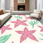Coral Pink Starfish and Ferns Rug