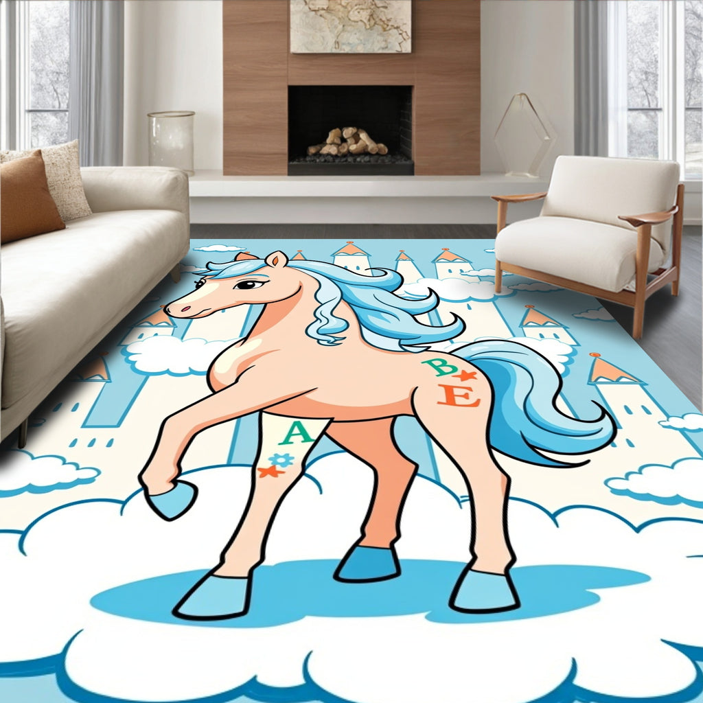 Whimsical Unicorn Castle Fantasy Rug