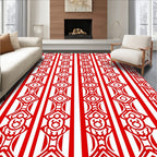 Bold Red Vertical Diamond Chain Rug