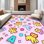 Cute Yellow Animal Butterflies Flowers Letters Rug