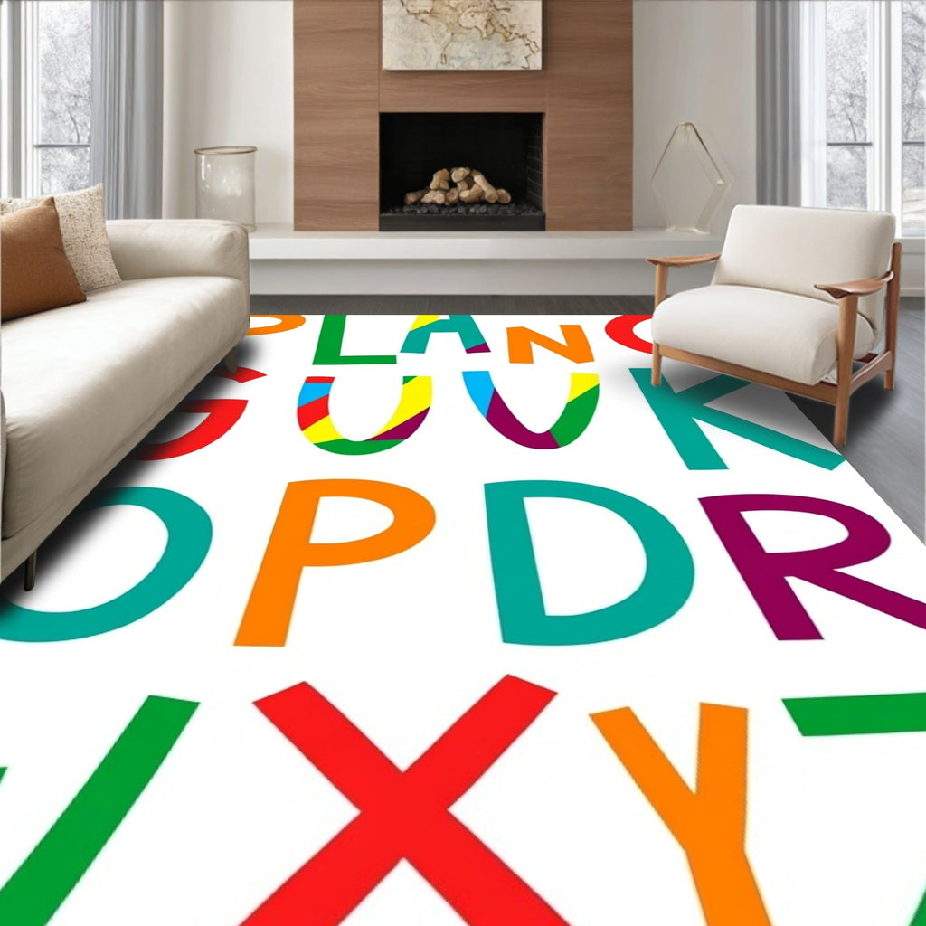 Colorful Alphabet Block Collage Rug