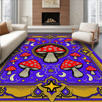 Psychedelic Red Mushroom Sunburst Tapestry Rug