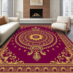 Exotic Plum Gold Floral Medallion Rug