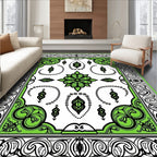 Vibrant Green Floral Arabesque Rug