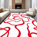Crimson Ribbon Fluid Abstract Rug