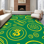 Golden Bitcoin Flower Circles Rug