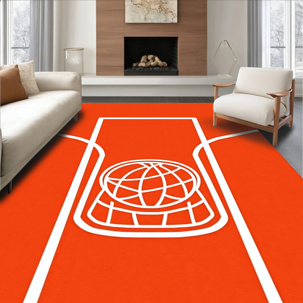 Vivid Orange Globe Outline Rug