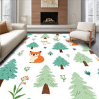 Forest Friends Cute Fox And Rabbit Rug