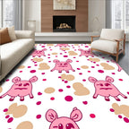 Pink monster polka dot scattered blobs Rug