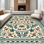 Earthy Brown Forest Creatures Medallion Rug