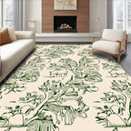 Whimsical Green Elephant Jungle Sketch Rug