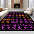 Pink Orange Pixelated Floral Medallion Rug