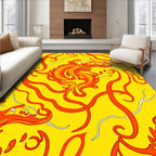 Fiery Orange Yellow Swirls Rug