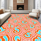 Playful Orange Blue Number Collage Rug