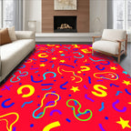 Retro Red Alphabet and Number Collage Rug