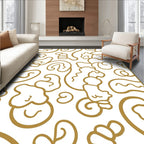 Golden Abstract Swirls And Shapes Rug